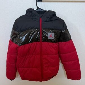 Air Jordan Kids Large Red and Black Puffer Jacket